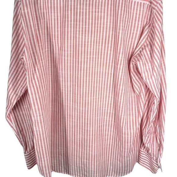 CASSERA Mens Sz 18 1/2 Red White Striped Linen Blend Shirt - Picture 5 of 7